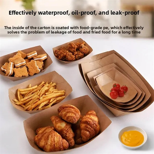 Disposable Kraft Paper Boat Tray Diners Snack Food Container