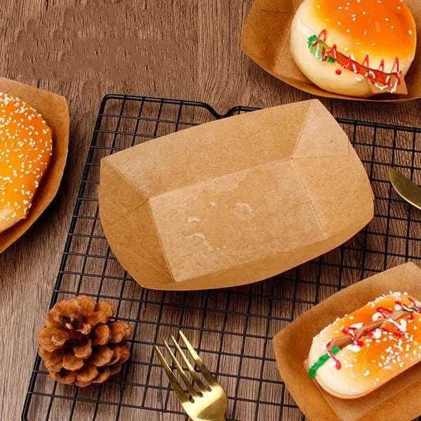 Disposable Kraft Paper Boat Tray Diners Snack Food Container