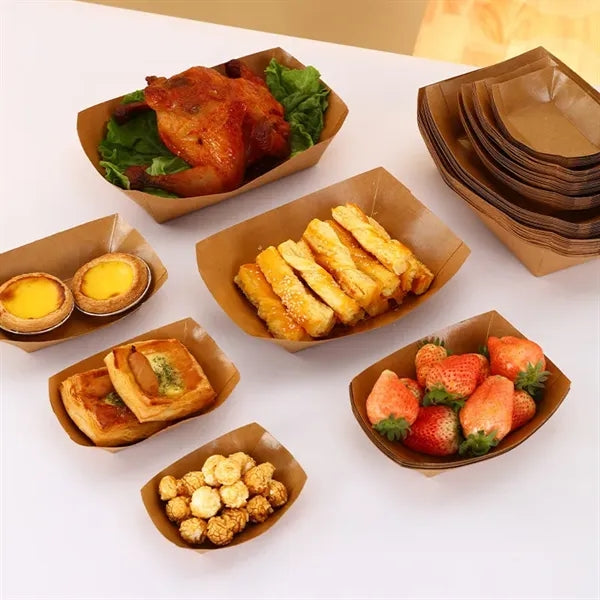 Disposable Kraft Paper Boat Tray Diners Snack Food Container