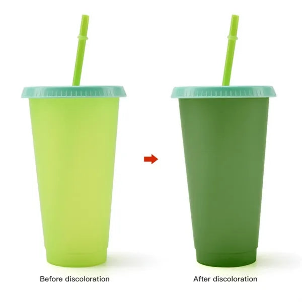 Plastic Cup with Color-Changing Straw