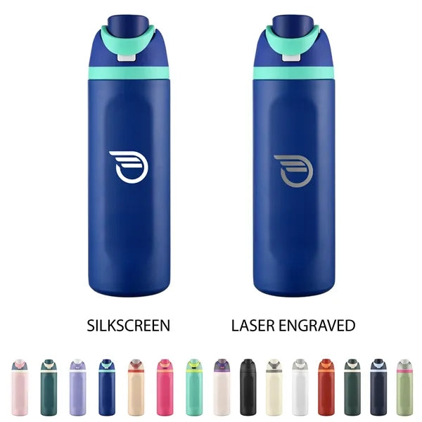 24 oz Push-Button Stainless Steel Bottle