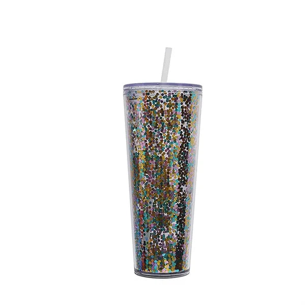 26oz Double Wall Plastic Tumblers with Lids and Straws