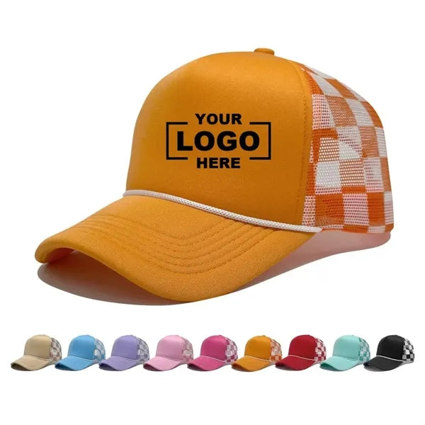 Grid pattern baseball cap