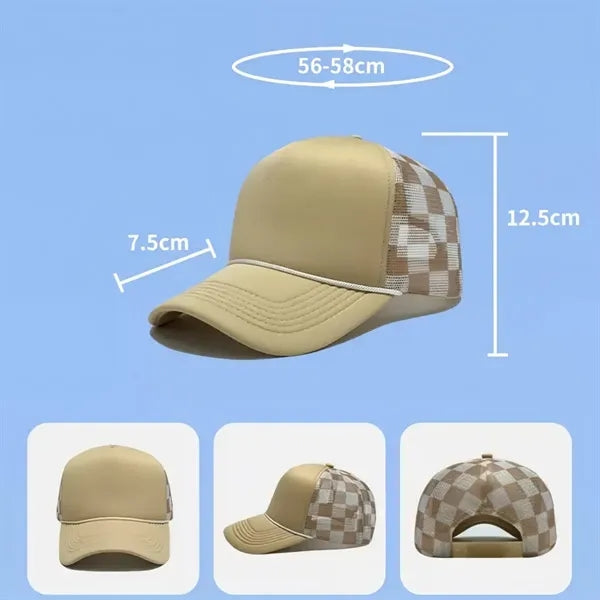 Grid pattern baseball cap