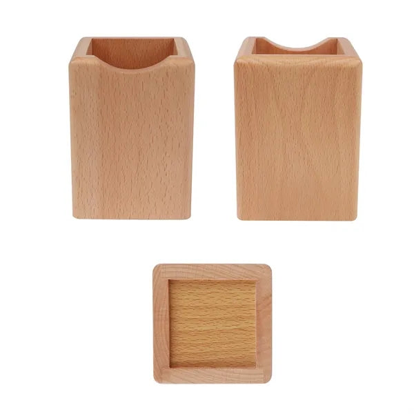 Square Wooden Pen Holder For Desk 3"x3"x4"