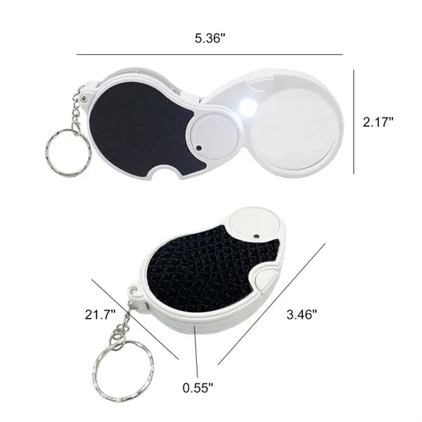 Foldable Portable Magnifying Glass with Handle & Keychain