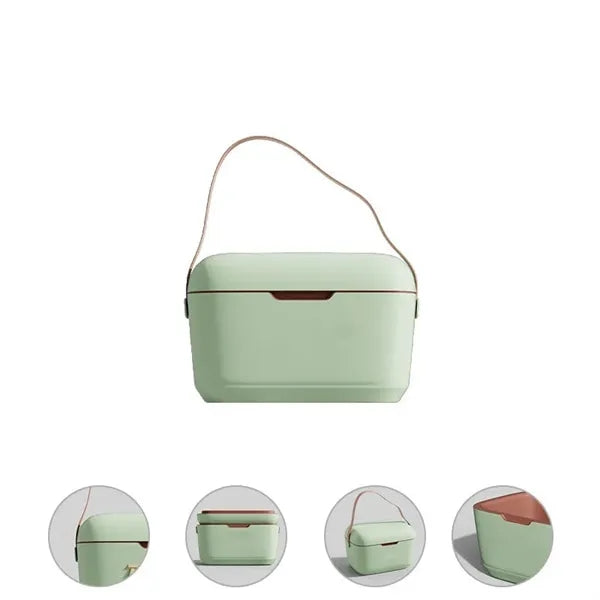 Portable 12L Vintage Insulated Cooler Lunch Box with Handle