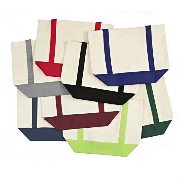 Two-Tone Accent Gusseted Tote Bag