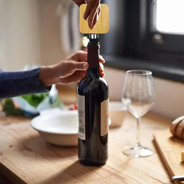 Bamboo Magnetic Bottle Opener With Stopper