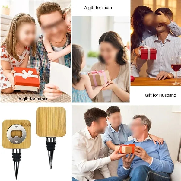 Bamboo Magnetic Bottle Opener With Stopper