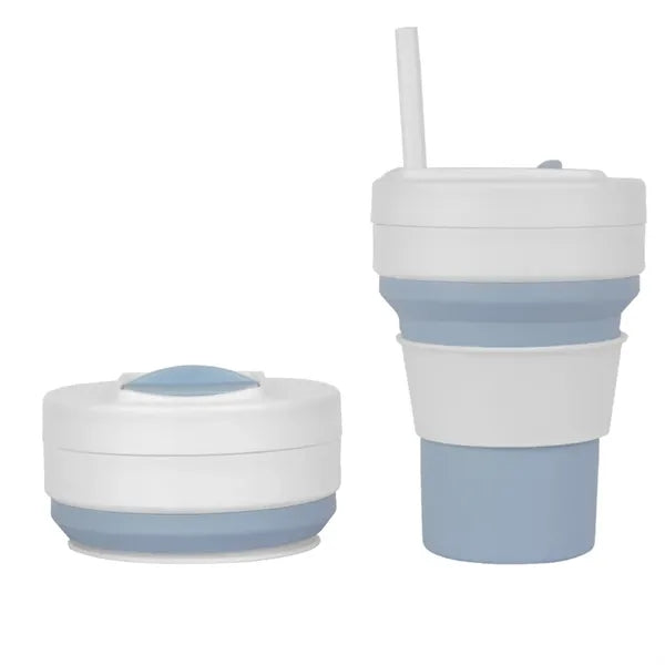 Portable Collapsible Silicone Coffee Cup with Straw