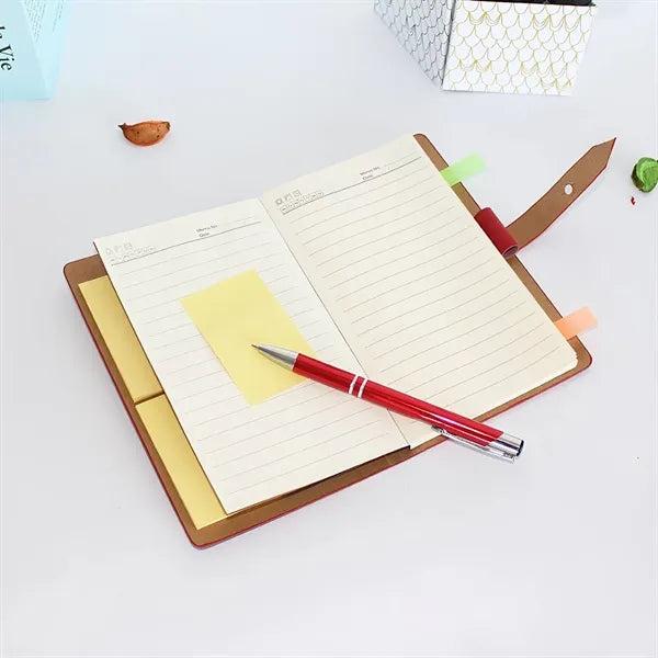 PU Leather Notebook w/Sticky Notes