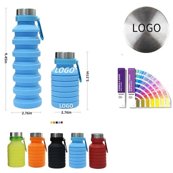 19 Oz. Outdoor Foldable Silicone Telescopic Water Bottle