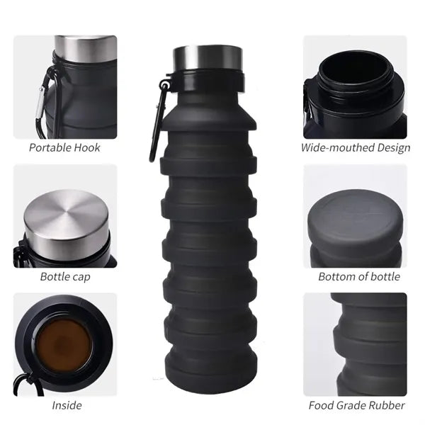 19 Oz. Outdoor Foldable Silicone Telescopic Water Bottle