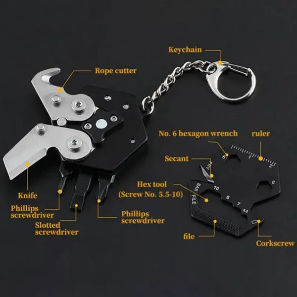 Pocket 10 In 1 Folding Coin Knife EDC Screw Tool Keychain