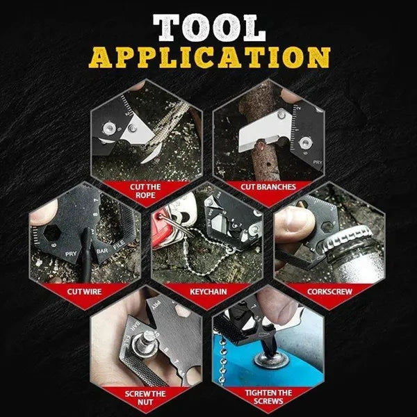 Pocket 10 In 1 Folding Coin Knife EDC Screw Tool Keychain
