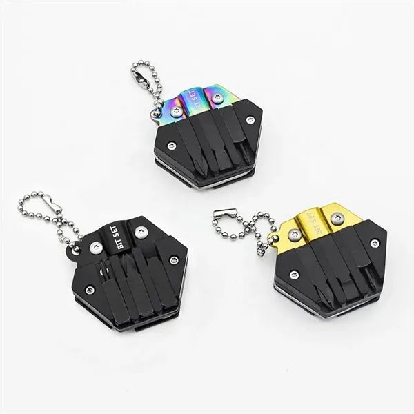 Pocket 10 In 1 Folding Coin Knife EDC Screw Tool Keychain