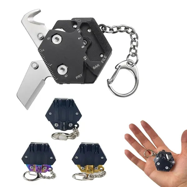 Pocket 10 In 1 Folding Coin Knife EDC Screw Tool Keychain