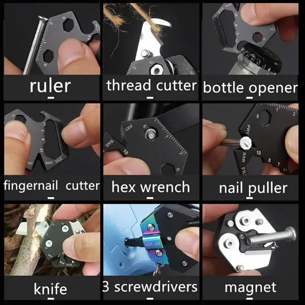 Pocket 10 In 1 Folding Coin Knife EDC Screw Tool Keychain
