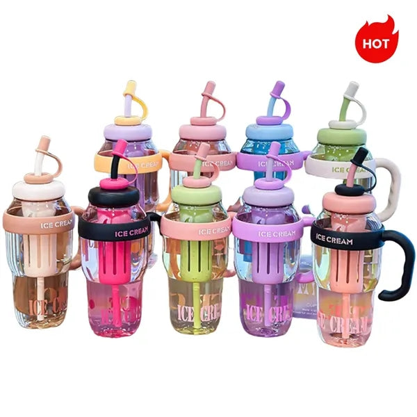 New Water Bottle With Large Capacity And Straw