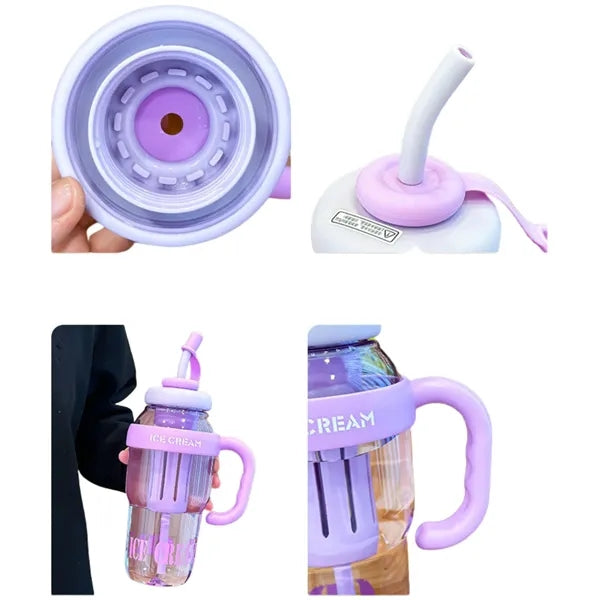 New Water Bottle With Large Capacity And Straw