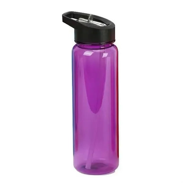 24 oz Translucent Flip Straw Sport Bottle with Handle Lid