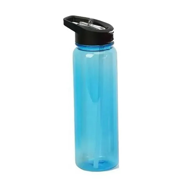 24 oz Translucent Flip Straw Sport Bottle with Handle Lid