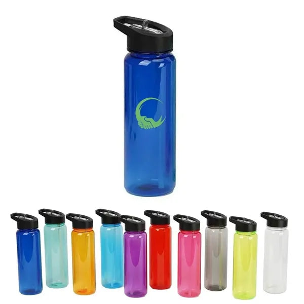 24 oz Translucent Flip Straw Sport Bottle with Handle Lid