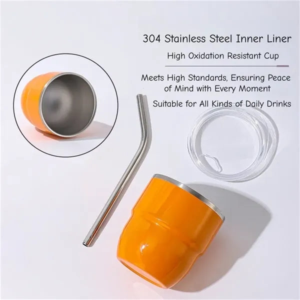 4oz Mini Stainless Steel Cup with Straw and Clear Lid