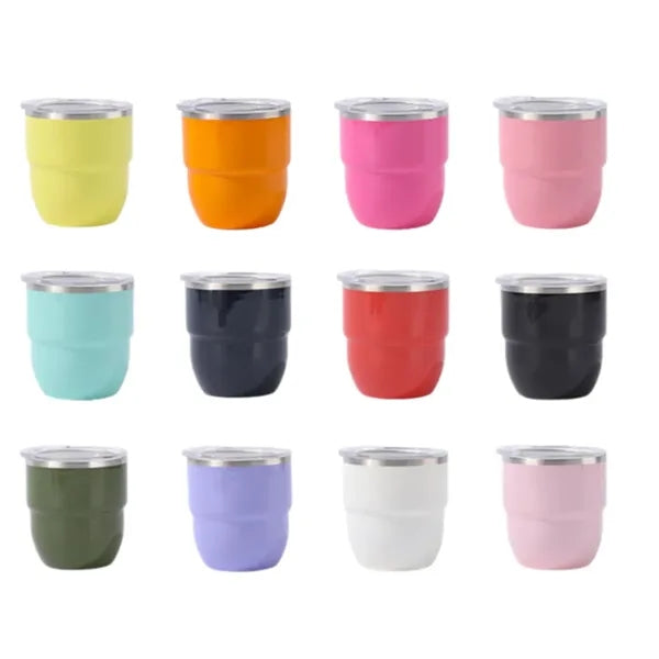 4oz Mini Stainless Steel Cup with Straw and Clear Lid