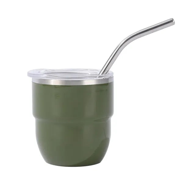 4oz Mini Stainless Steel Cup with Straw and Clear Lid