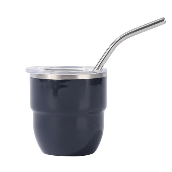 4oz Mini Stainless Steel Cup with Straw and Clear Lid