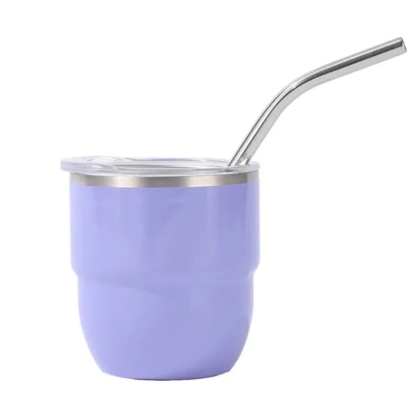 4oz Mini Stainless Steel Cup with Straw and Clear Lid
