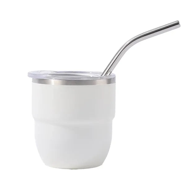 4oz Mini Stainless Steel Cup with Straw and Clear Lid
