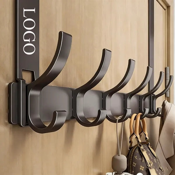 Heavy Duty Sturdy No-Drill Over-The-Door Hook Rack For Coats