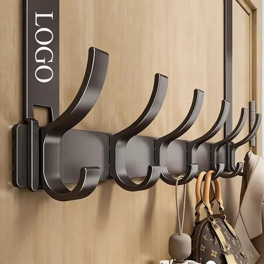 Heavy Duty Sturdy No-Drill Over-The-Door Hook Rack For Coats