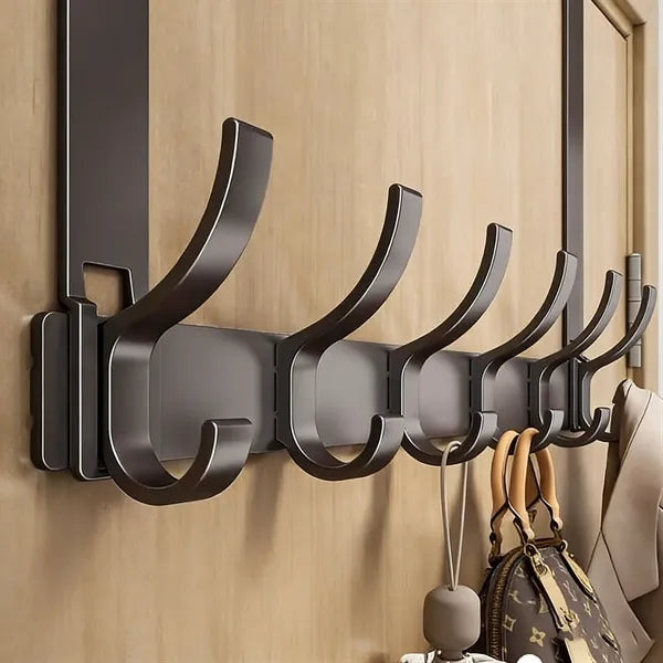 Heavy Duty Sturdy No-Drill Over-The-Door Hook Rack For Coats