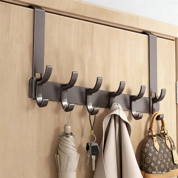 Heavy Duty Sturdy No-Drill Over-The-Door Hook Rack For Coats
