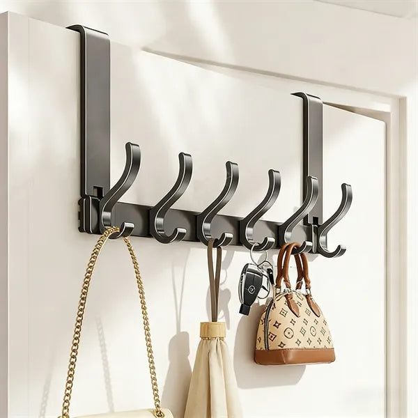 Heavy Duty Sturdy No-Drill Over-The-Door Hook Rack For Coats
