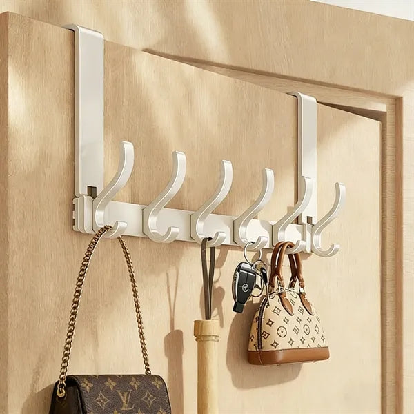 Heavy Duty Sturdy No-Drill Over-The-Door Hook Rack For Coats