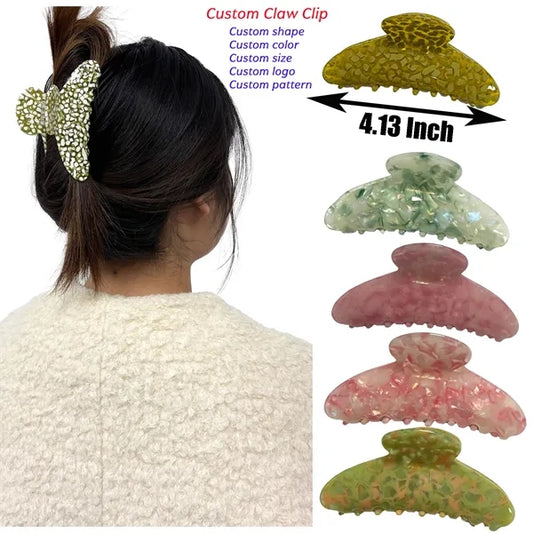 4.13Inch Large Acetate Women Green Color Hair Clip