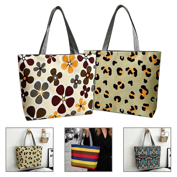 Full Color Large Canvas Shopping Tote Bag 17"x11.8"x3.5"