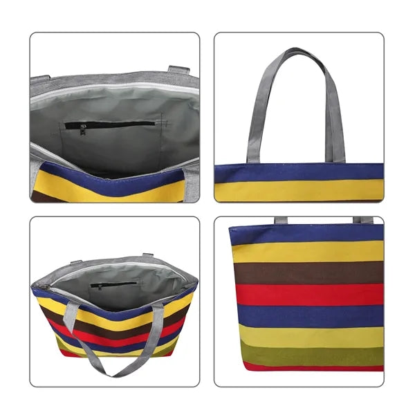Full Color Large Canvas Shopping Tote Bag 17"x11.8"x3.5"