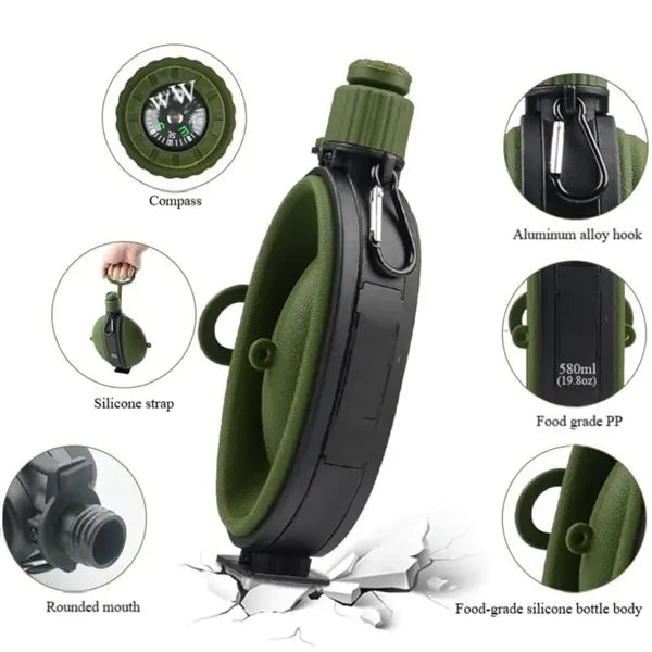 Foldable Sports Water Bottle With Compass