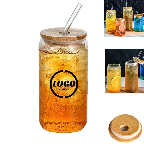 17 oz High Borosilicate Glass Tumbler with Bamboo Lid Straw