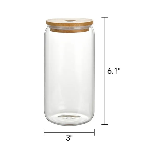 17 oz High Borosilicate Glass Tumbler with Bamboo Lid Straw