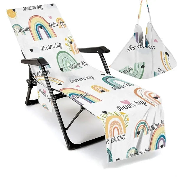 Summer Lounge Beach Chair Towel Cover With Pockets