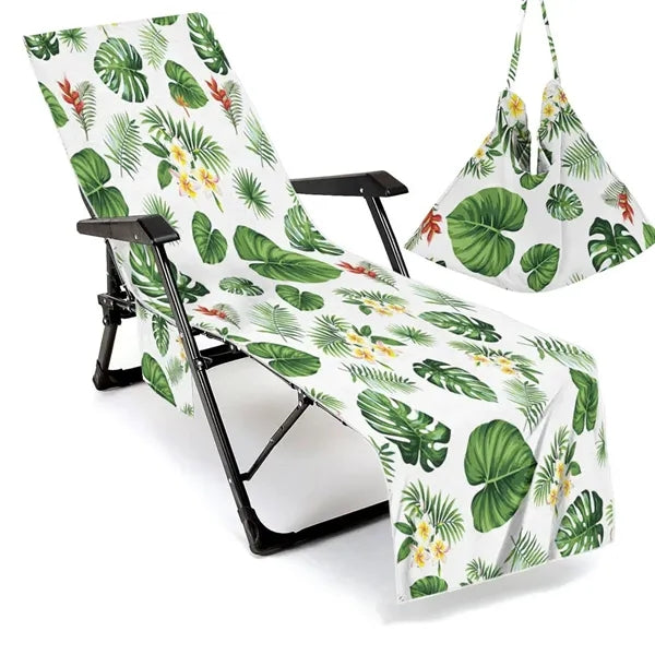 Summer Lounge Beach Chair Towel Cover With Pockets