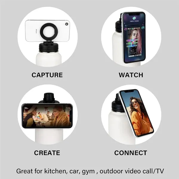 Magnetic Water Bottle with Phone Holder