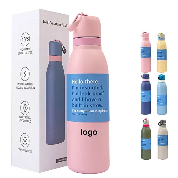 Twist Insulated Stainless Steel Water Bottle with Straw